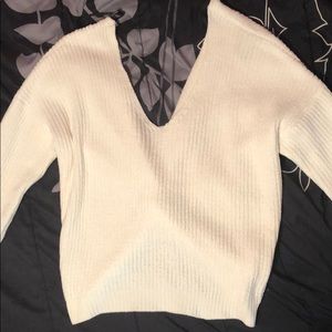 ribbed twist back sweater